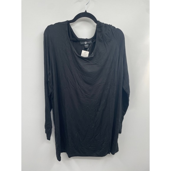 Ashley Stewart Tops - Ashley Stewart Top Womens 22/24 Black Stretch Long Sleeve Blouse Preppy Boho NWT